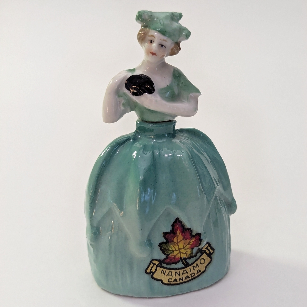 1920s/30s Miniature Lady in Dress Figural Ceramic Perfume Bottle Made in Germany